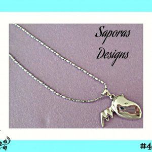 18KRP Half Heart & Angel Wing Design Necklace